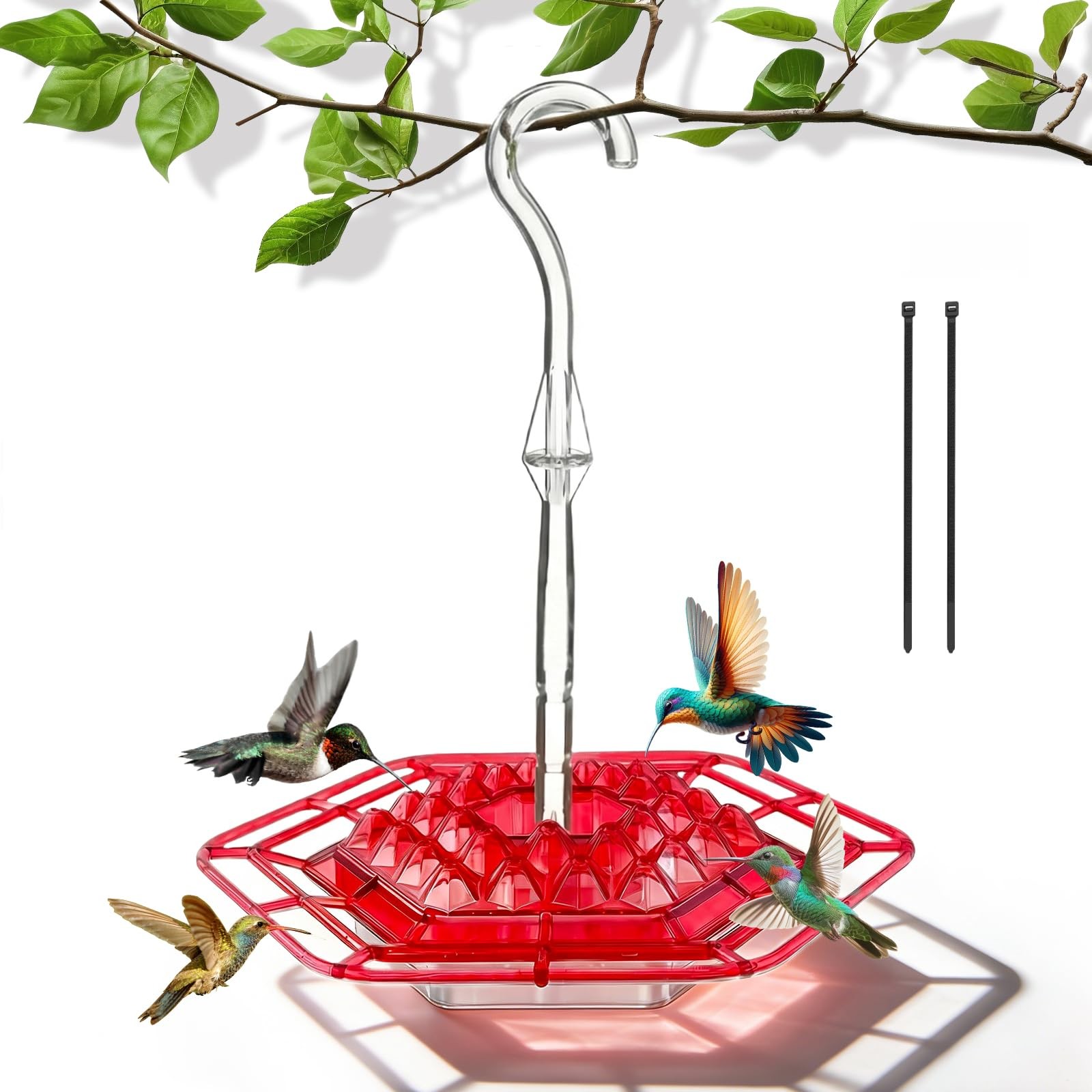 Hummingbird Feeders for Outdoors Hanging with 30 Feeding Ports Saucer Red