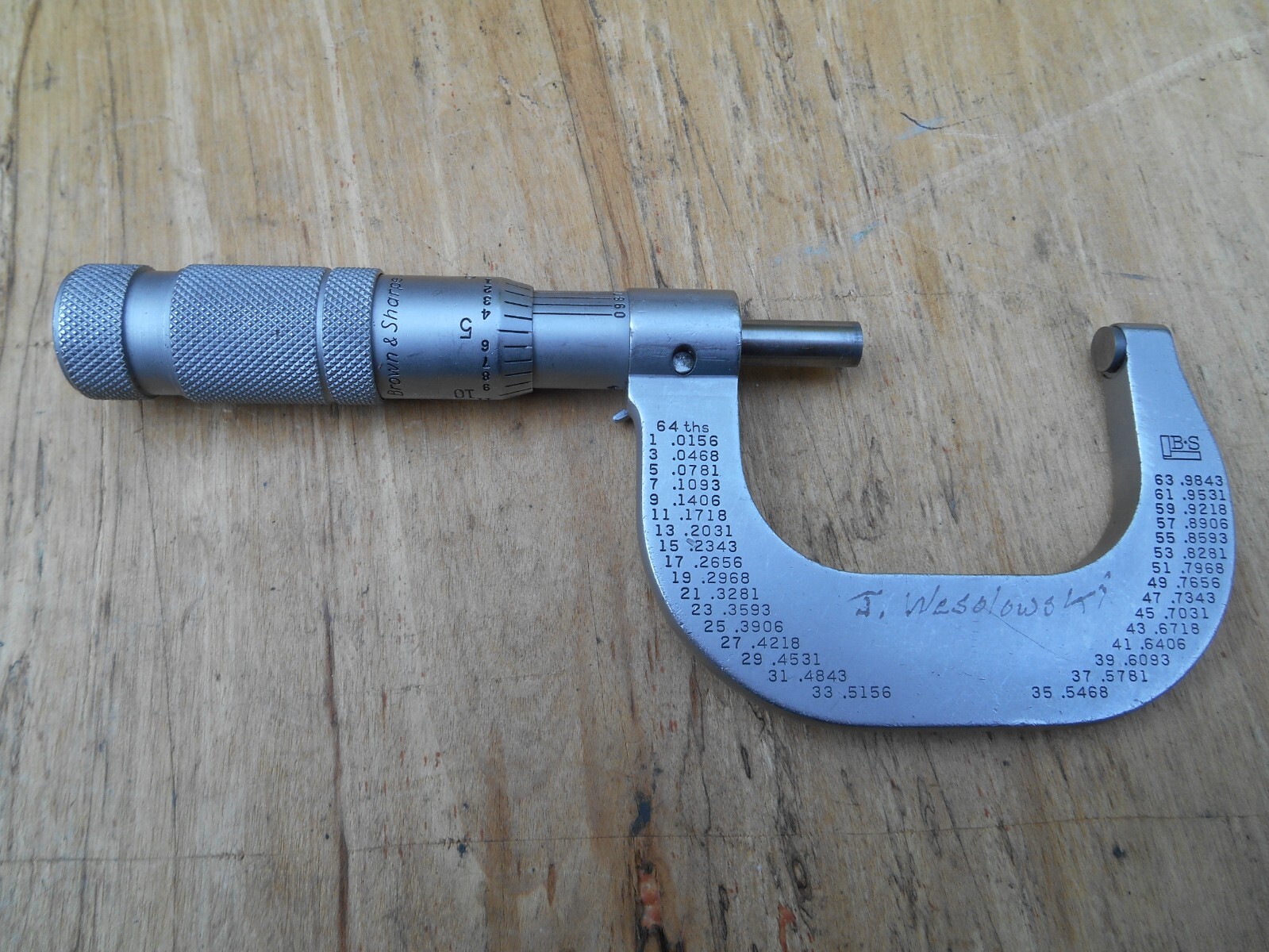BROWN & SHARPE 20-11 MICROMETER , 1-2" , .0001"