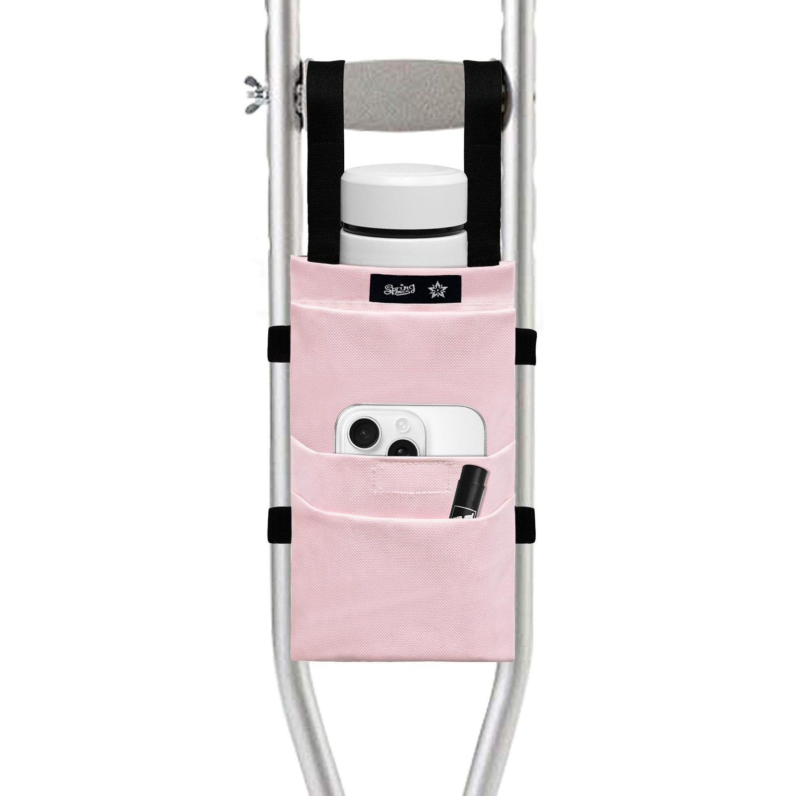 Pink Crutch Bag WaterResistant Storage Pouch Accessory Carry Kit Cup Holder