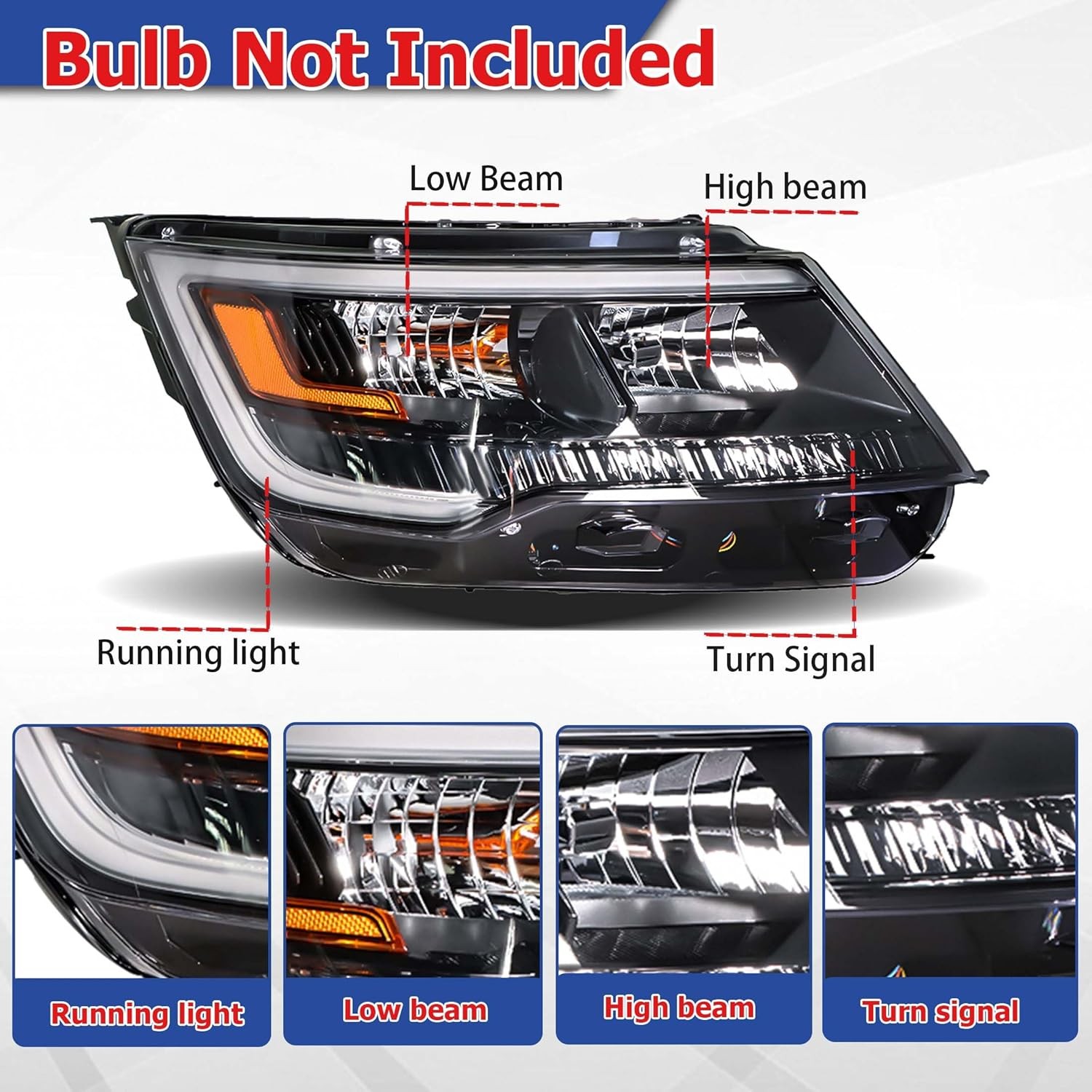 Passenger Side Headlights Assembly Halogen with DRL Replacement for Explorer