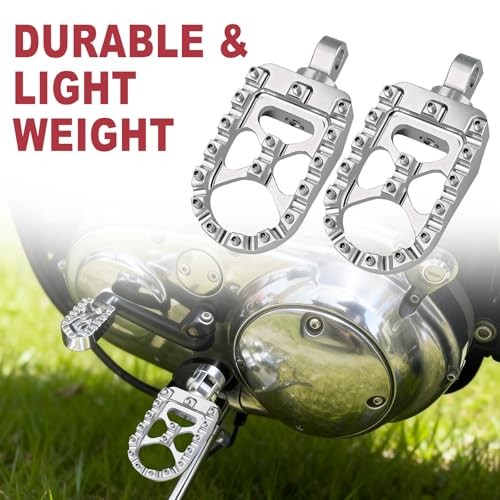 CNC Motorcycle Wide Foot Pegs Aluminum 360° Roating Adjustable Suitable Silver