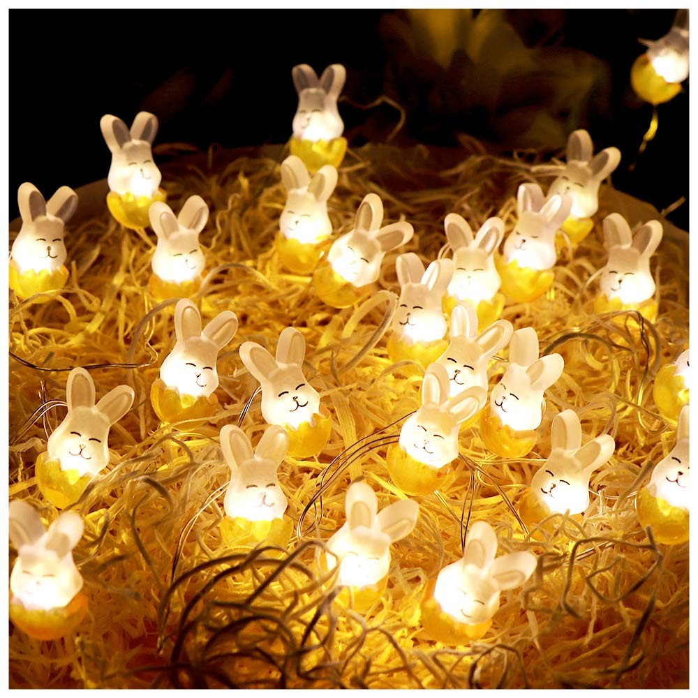 Cute Rabbit String Lights Bunny Fairy Lights 10FT 30 LED Battery Warm White N...