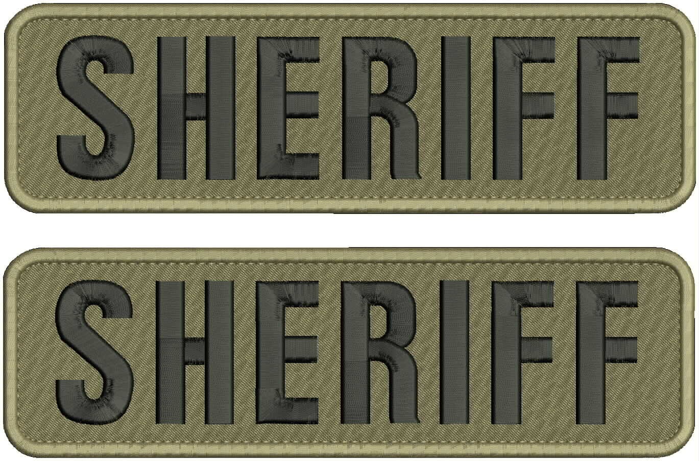 SHERIFF EMBROIDERY PATCH 3X11'' HOOK ON BACK Black On Coyote Tan