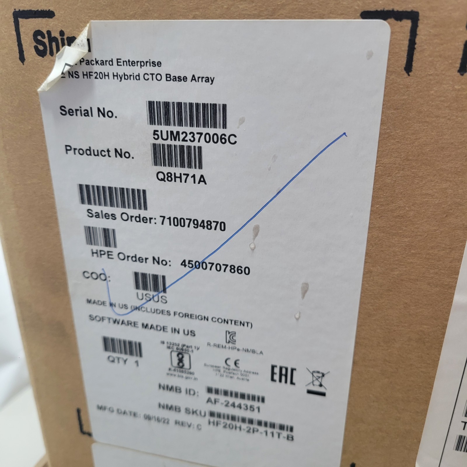 HP Q8H71A NIMBLE STORAGE HF20H Hybrid CTO Base Array