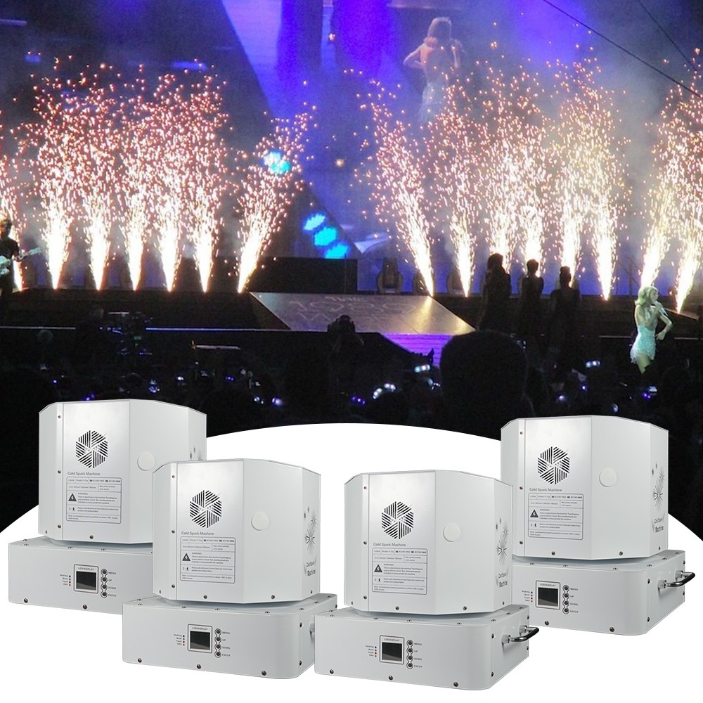 4X 1500W Spin Cold Spark Machine Double Fireworks Fountain DMX Sparkler Machine