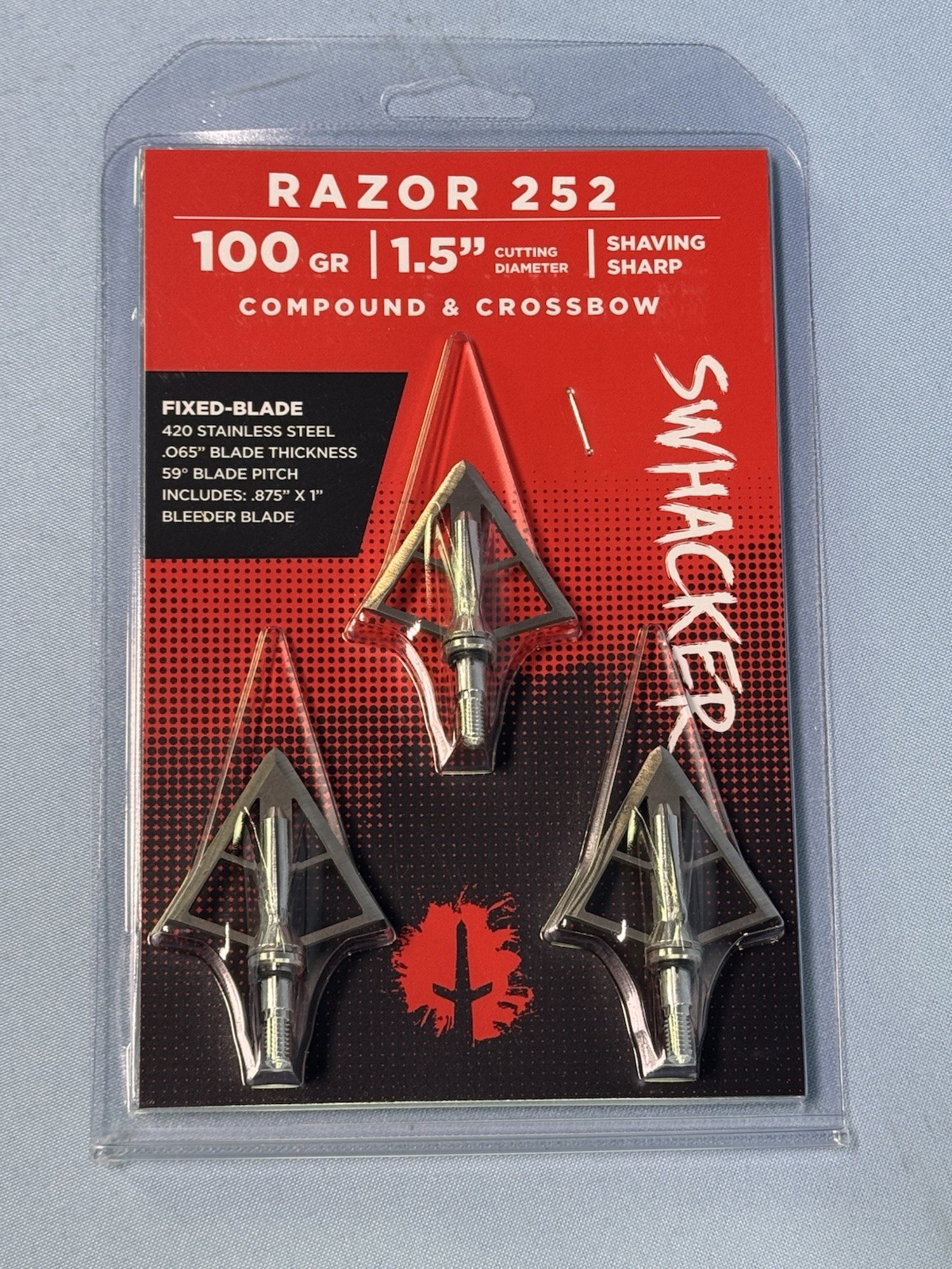 Swhacker Razor 252 Broadhead 100 Grain 1.5" Compound Crossbow 3-Pack
