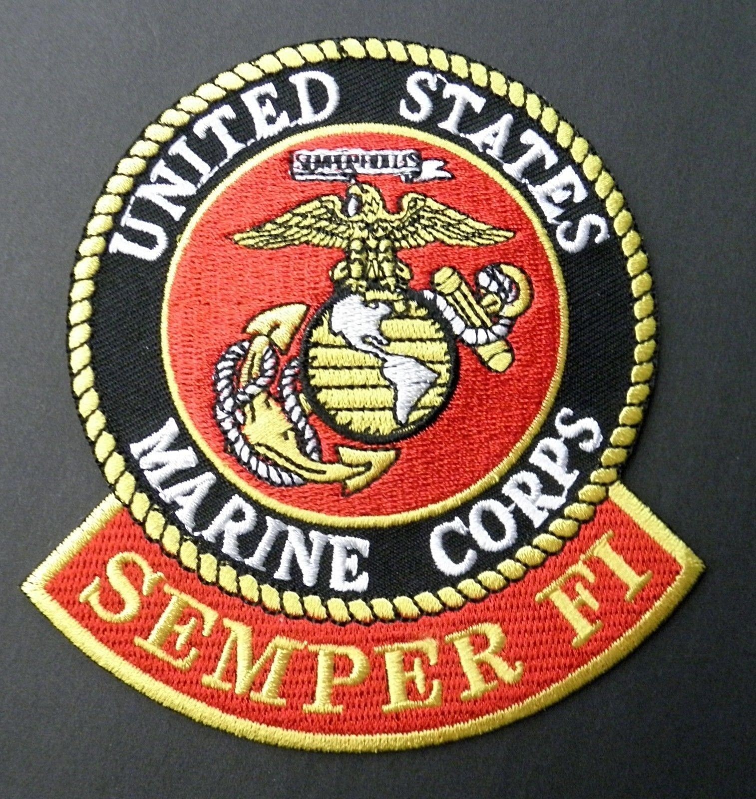 US MARINES SEMPER FI USMC MARINE CORPS EMBROIDERED ROUND PATCH 4 INCHES
