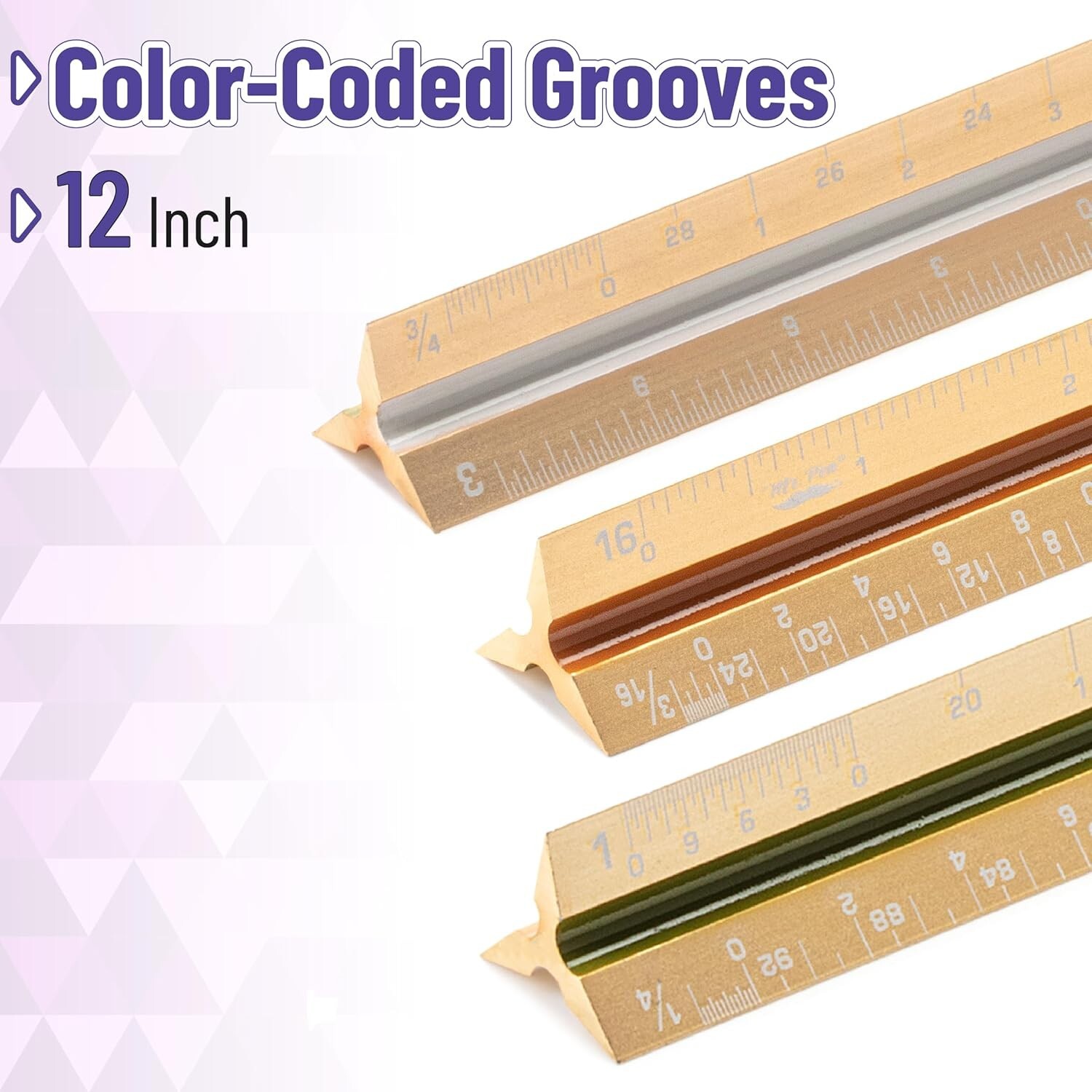 Efficient 12-Inch Gold Architectural Ruler - Lightweight Aluminum Craftsmanship