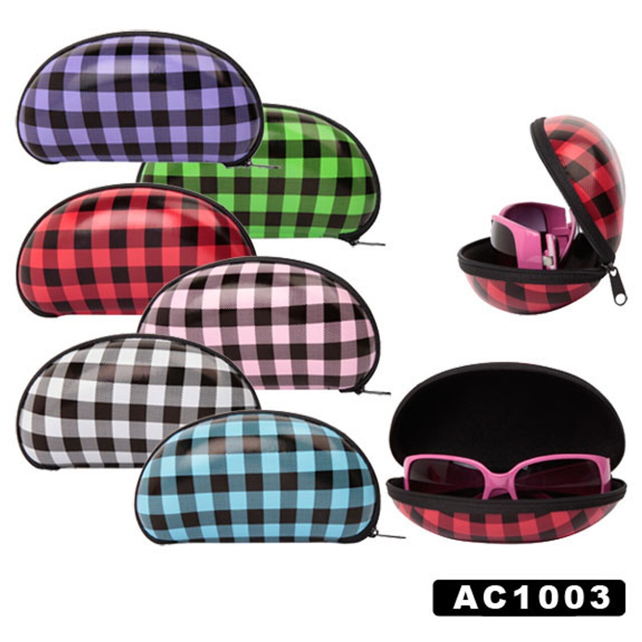 Plaid Glasses / Sunglasses Soft Case with Zipper - BRAND NEW, FREE SHIPPING!