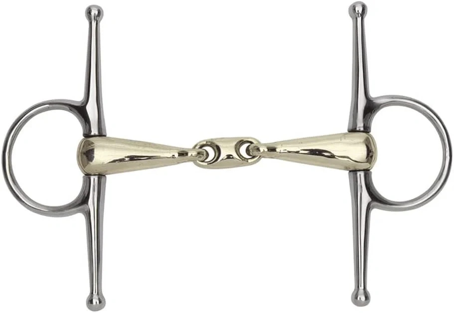 Shires Full Cheek Snaffle Horse Bit with Lozenge - Brass Mouthpiece & Stainless