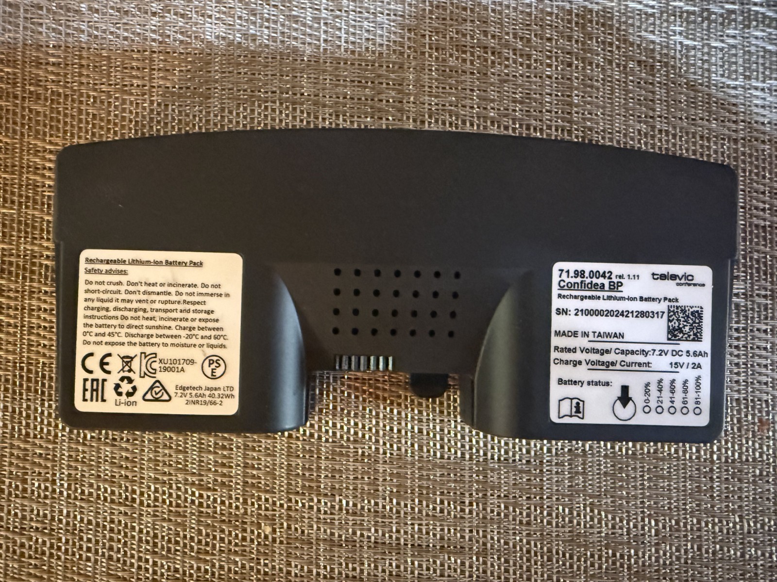 Televic Confidea BP Rechargeable Lithium Battery Pack 71.98.0042 rel. 1.11
