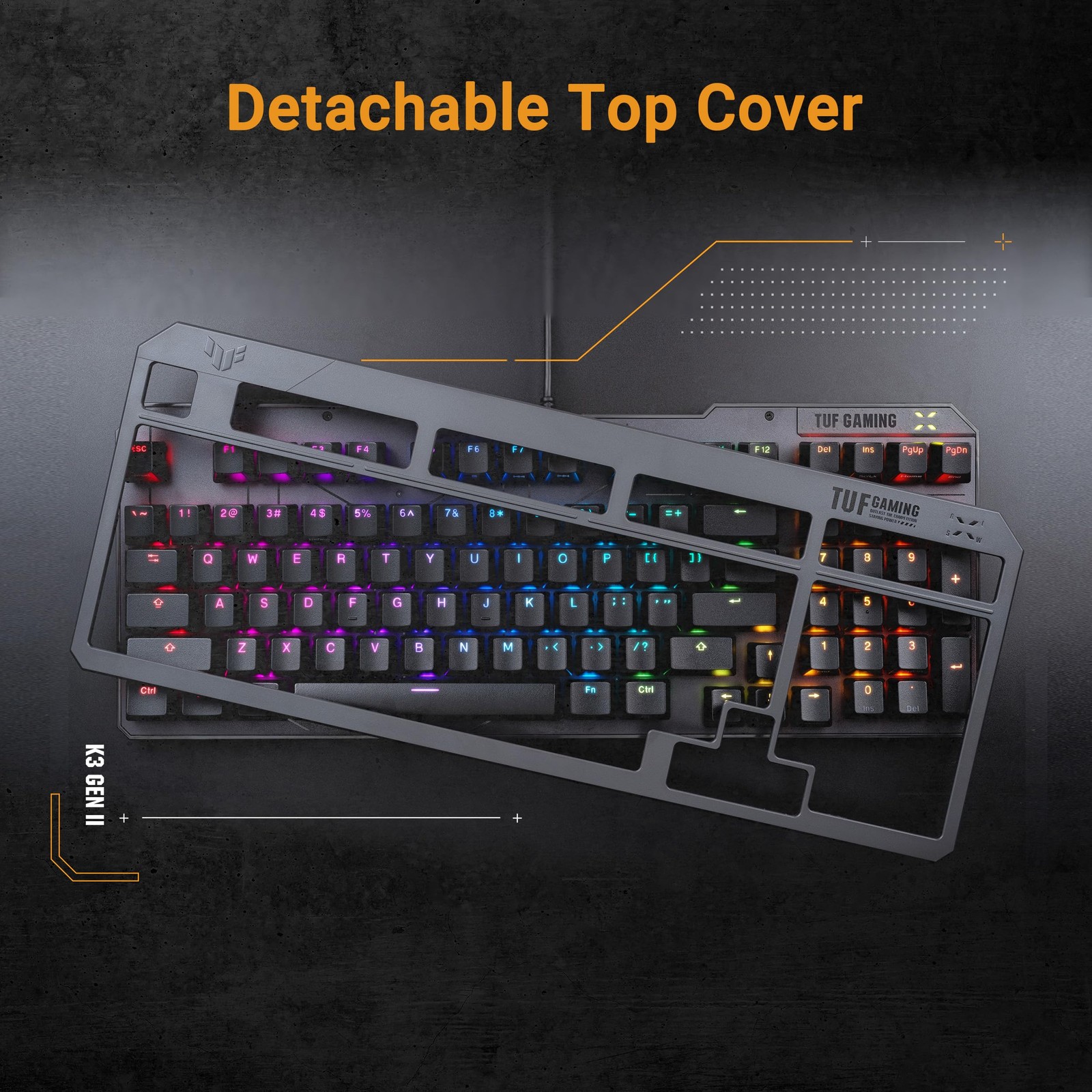 TUF Gaming K3 Gen II 97-Key Keyboard Optical-Mechanical Blue Switch PBT Keycaps