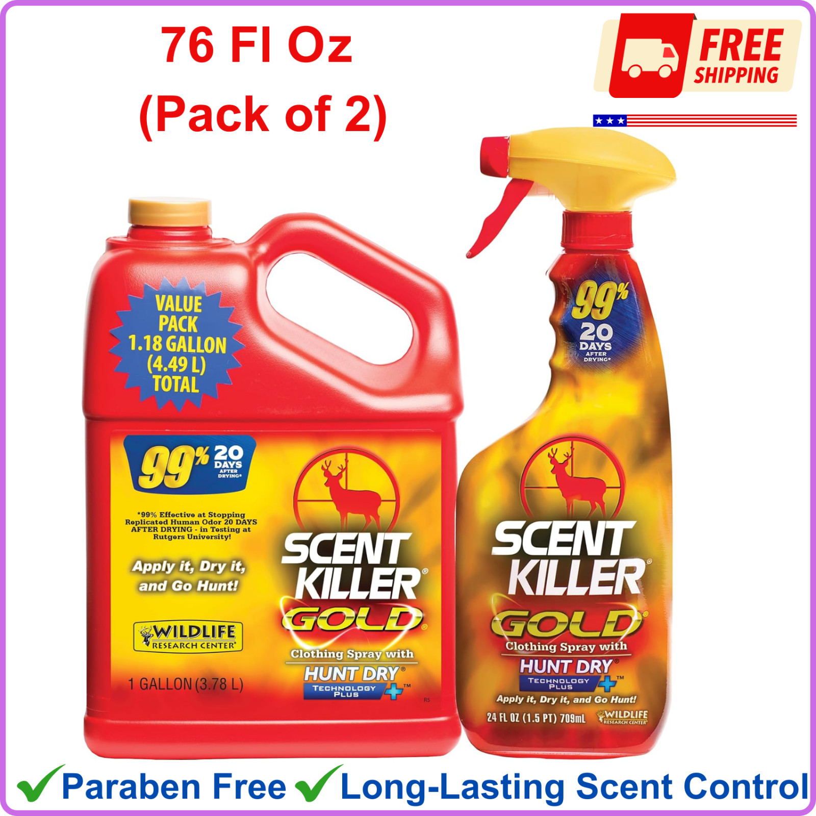 Wildlife Research Center Scent Killer Gold Spray Hunting Scent Eliminator 2 Pack