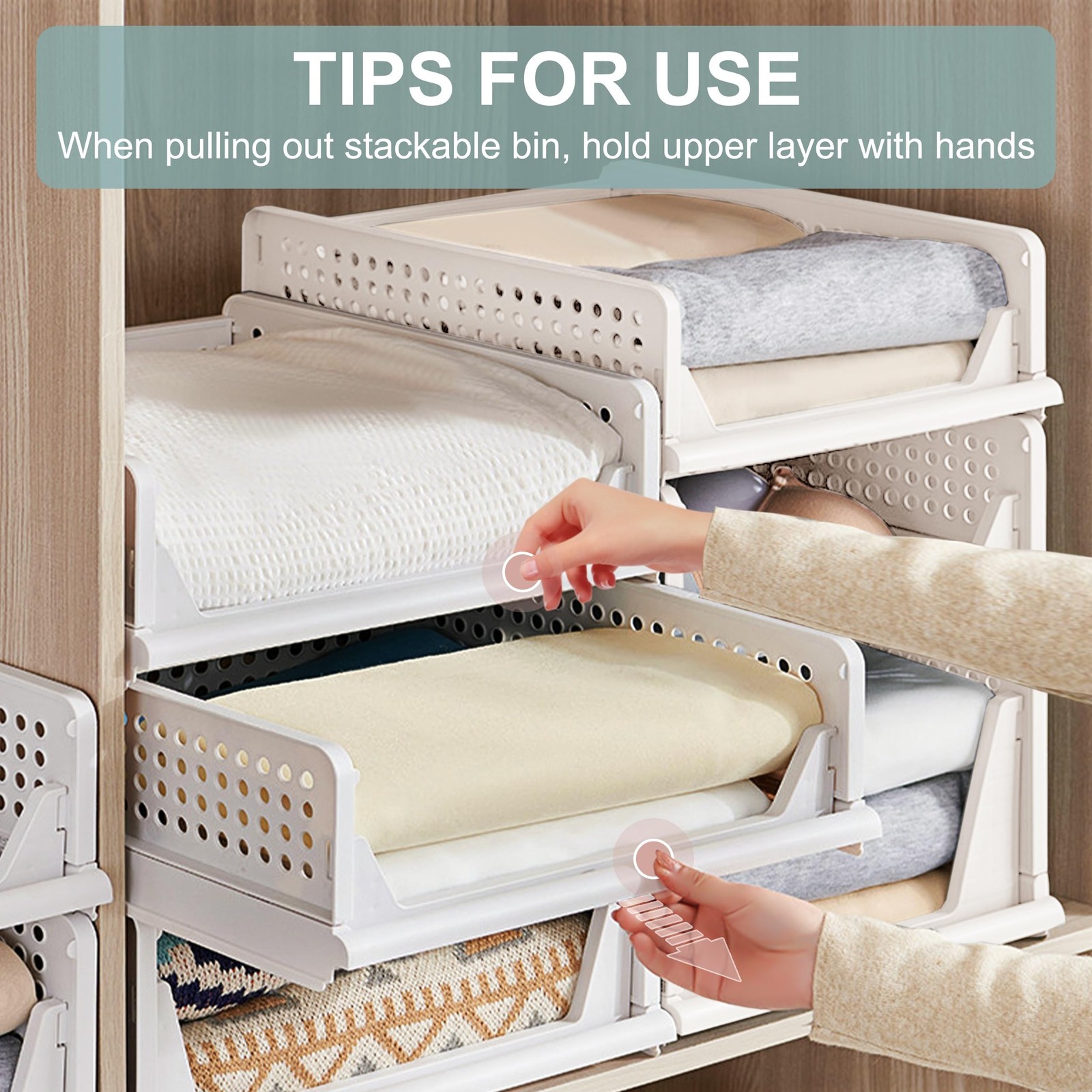 Goderewild Stackable Foldable Storage Baskets, Folding Storage Bins, Closet O...
