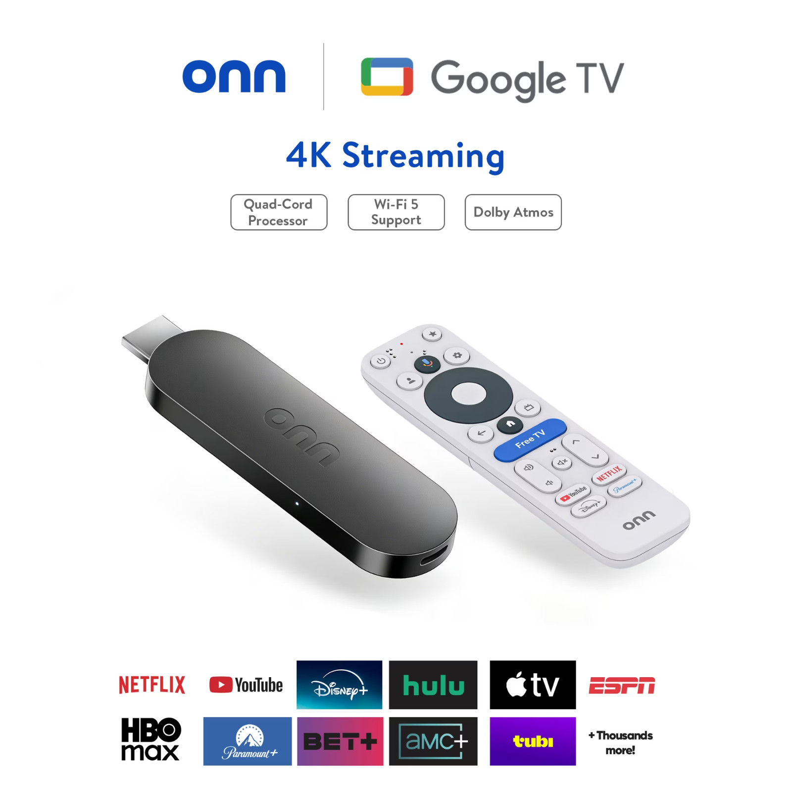 onn 4K Streaming Device, Google TV with Gemini (NEW 2026 Model)