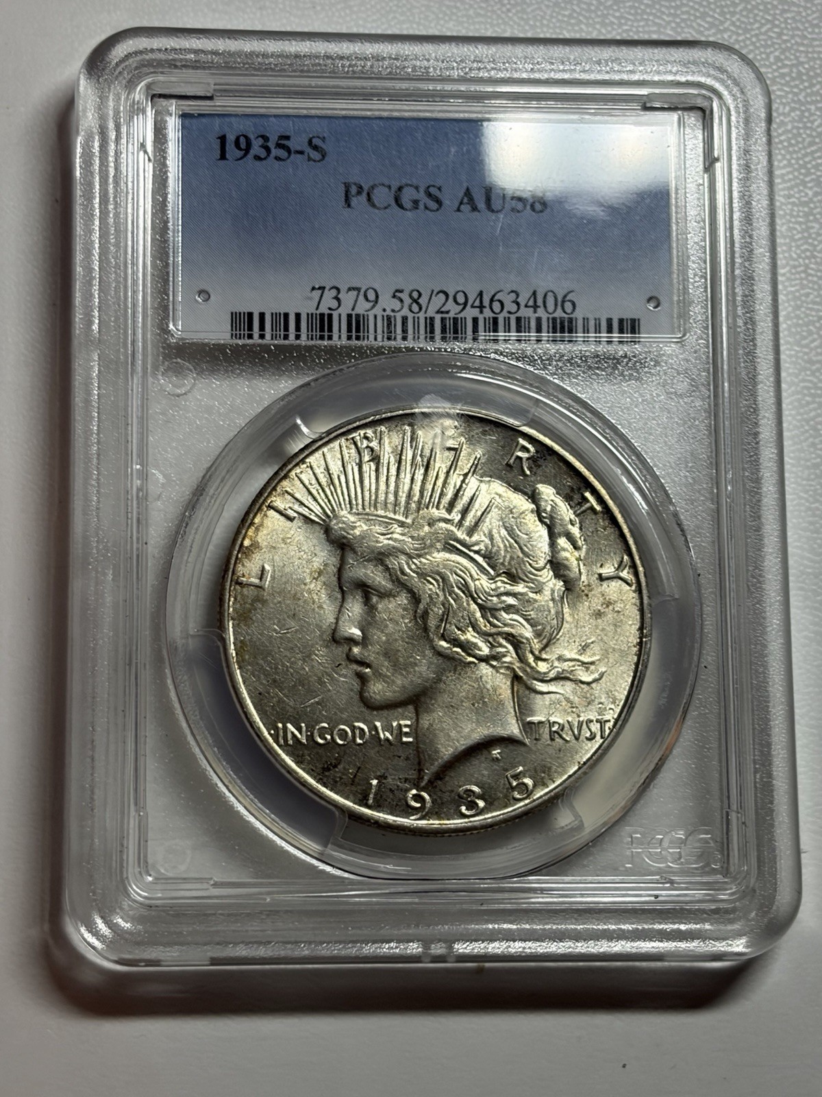 1935 S Peace Silver Dollar PCGS AU58 Tough Date San Francisco Mint