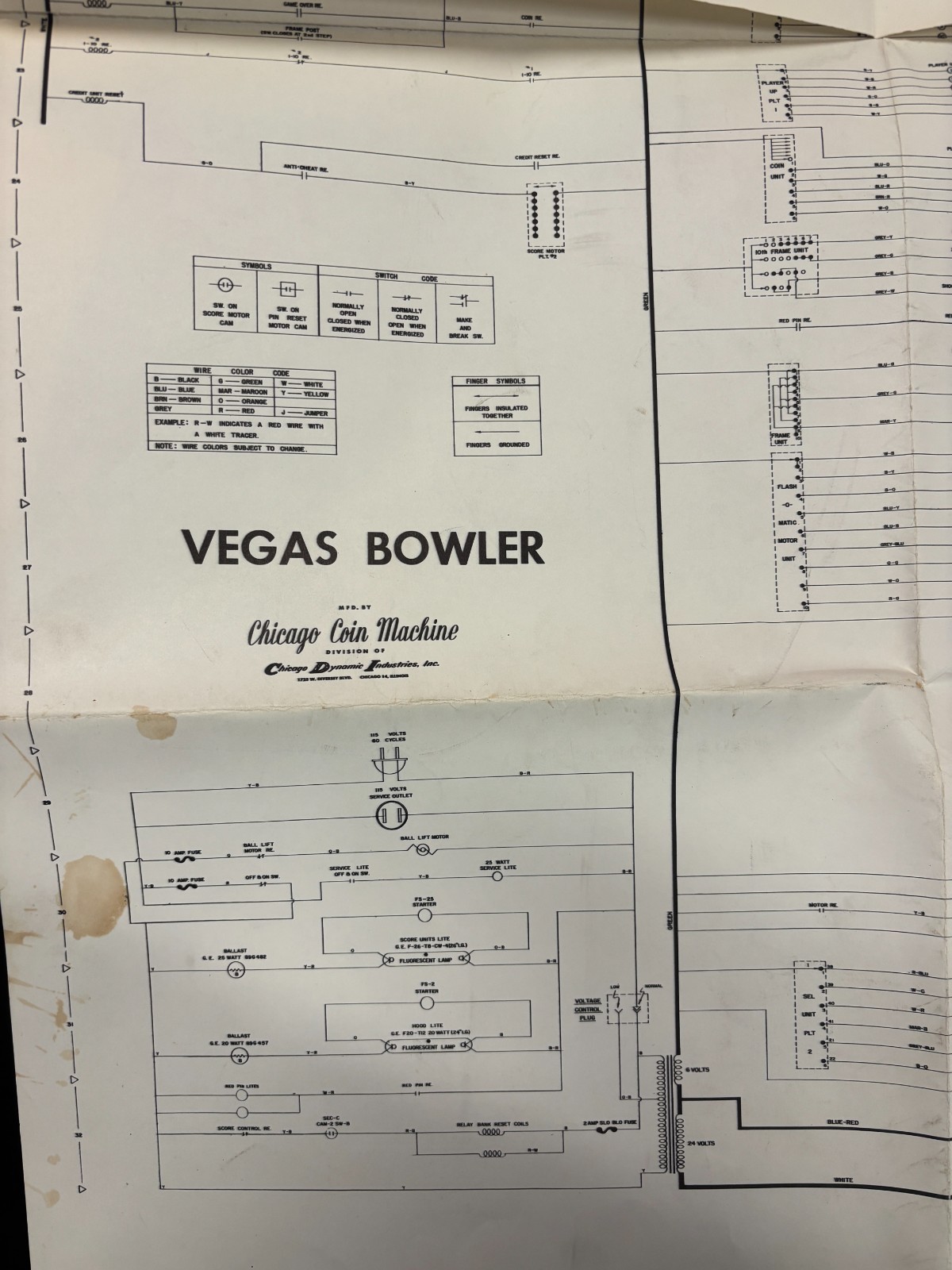 ORIGINAL-CHICAGO COIN-VEGAS BOWLER-SCHEMATICS