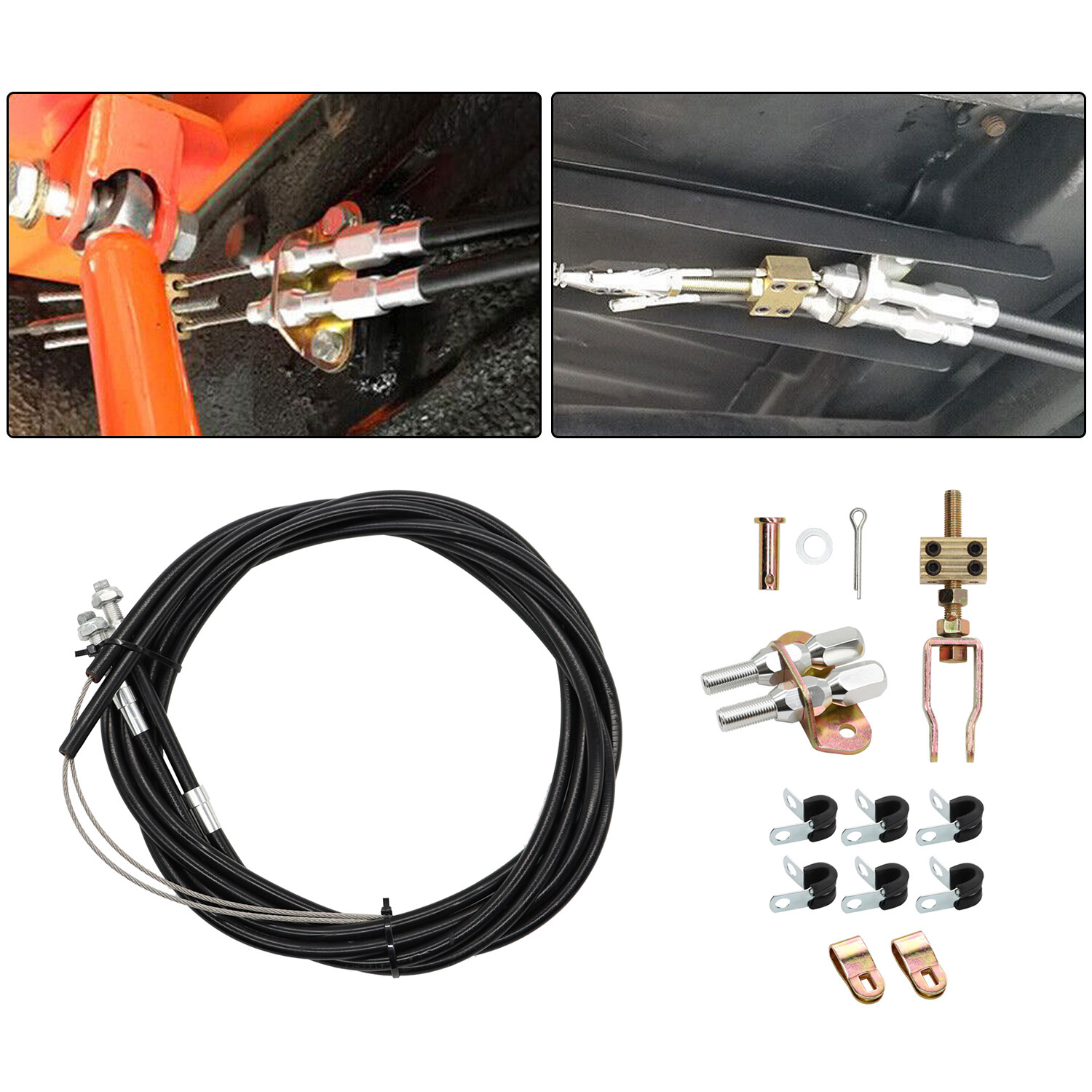 330-9371 Universal Rear Parking Brake Emergency E-Brake Cable Kit Black