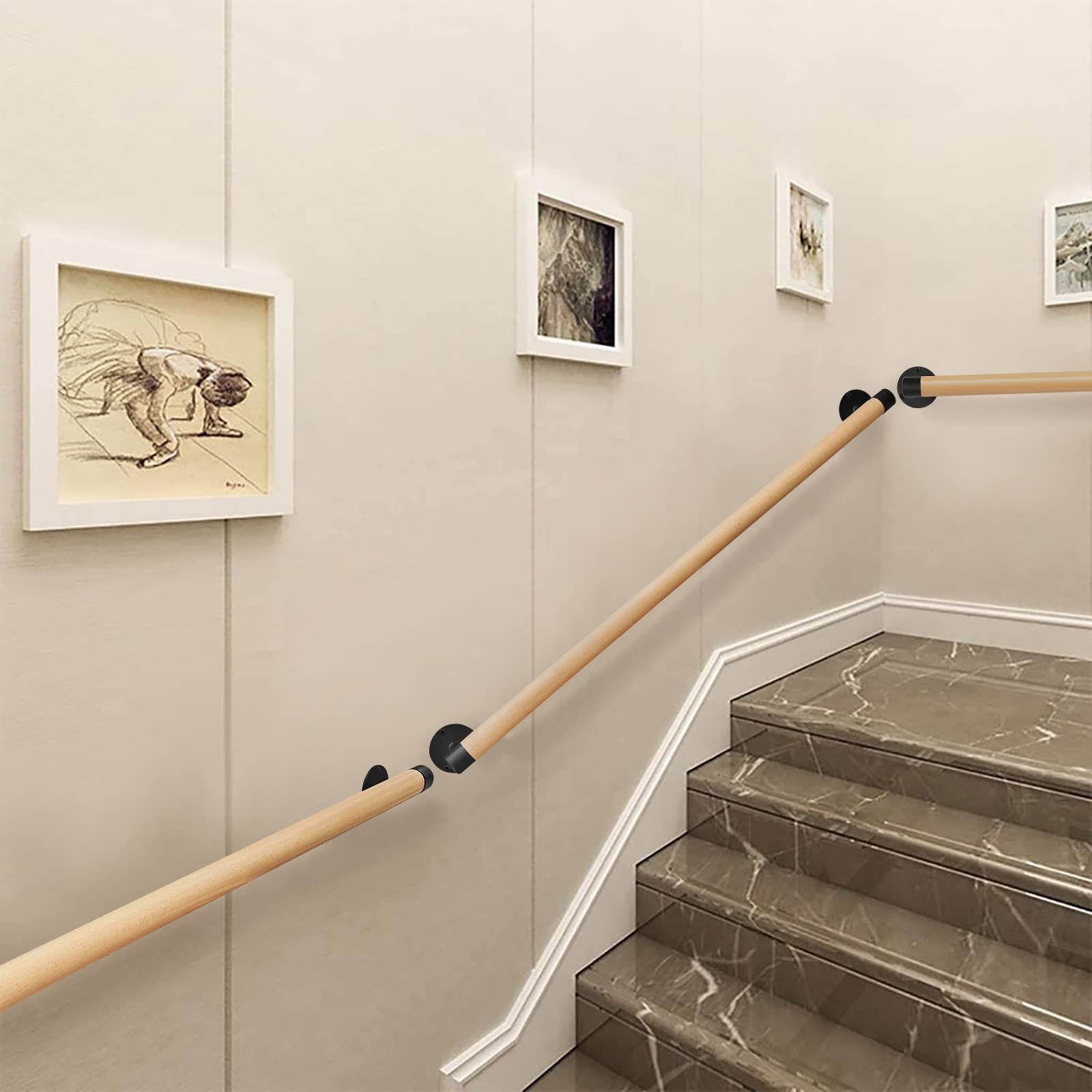 Purife 3 FT Wood Grab Bars Wall Mount Hand Rails for Indoor 3 FT, 1 Pack