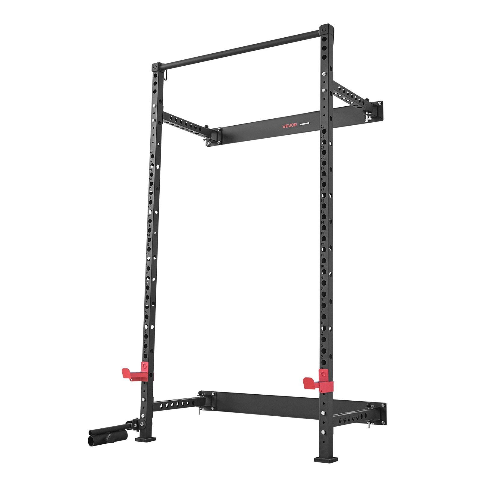 Wall-Mounted Folding Power Rack: 1000LB Capacity, Adjustable J-Hooks & Bar