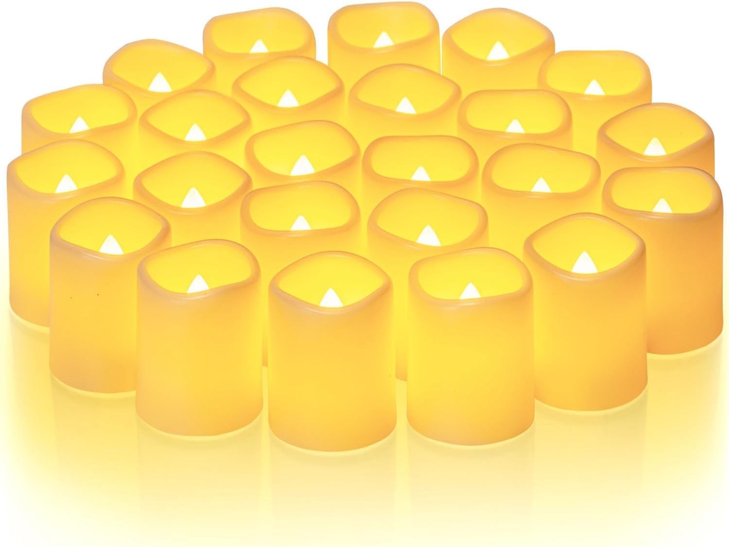 Homemory 24 Pack Ivory Flameless 24 Pack, (Warm White Llight)