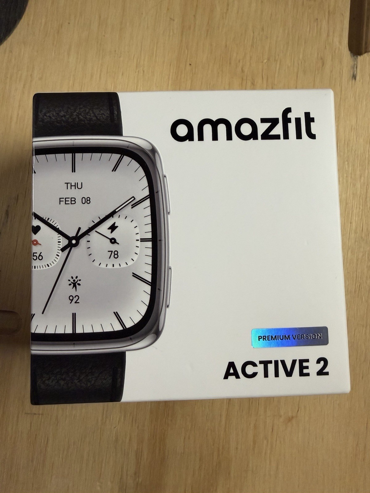 Amazfit Active 2 Square Smart Watch Zepp OS Black Leather Band Touchscreen