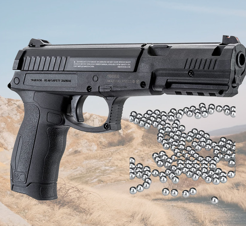 Spring Powered Air Gun BB Pistol .177 200 FPS Fiber Optic Sight Front Rail 15 Rd