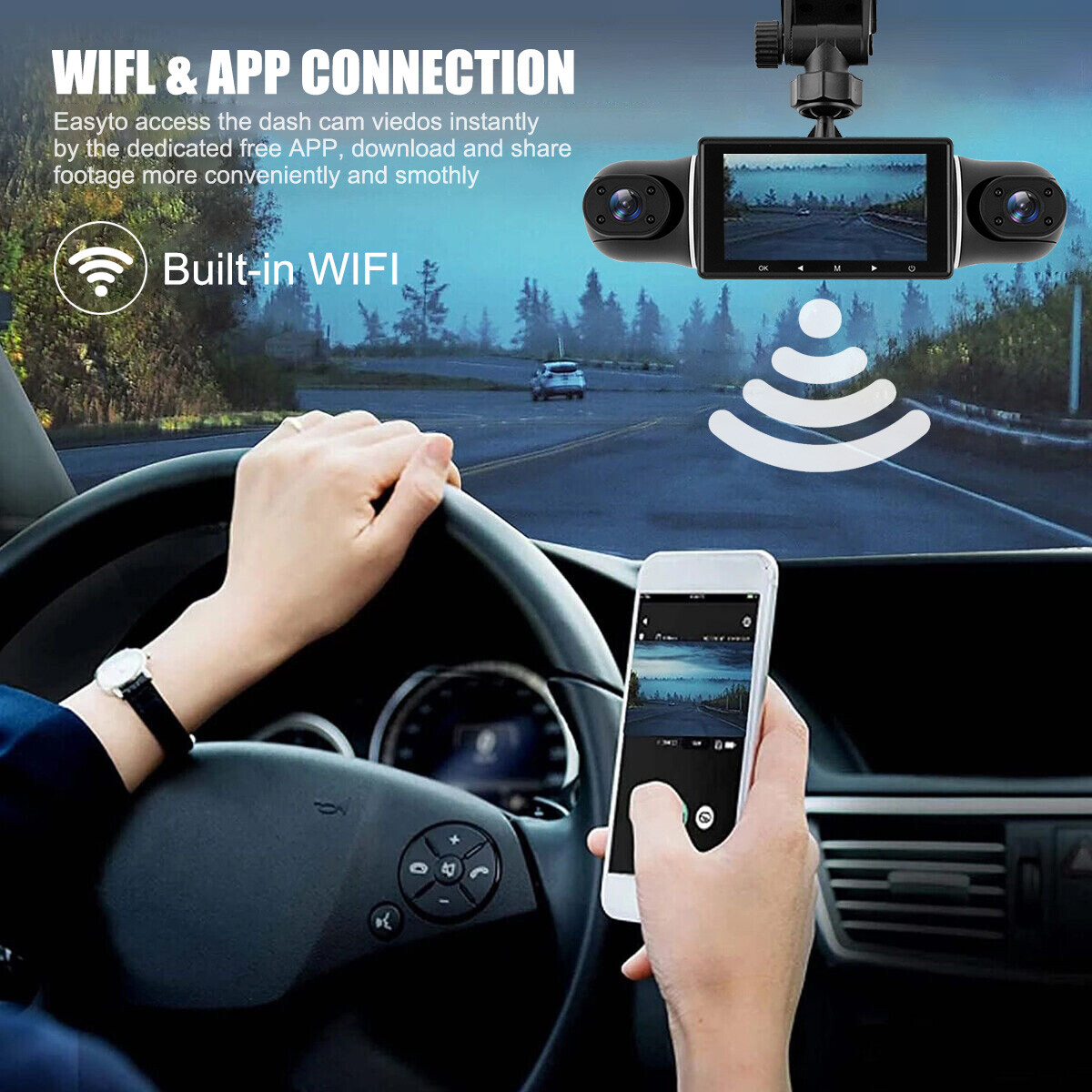 4 Channel Car Dash Cam HD 1080P WiFi DVR Video Driving Recorder Night Vision NEW