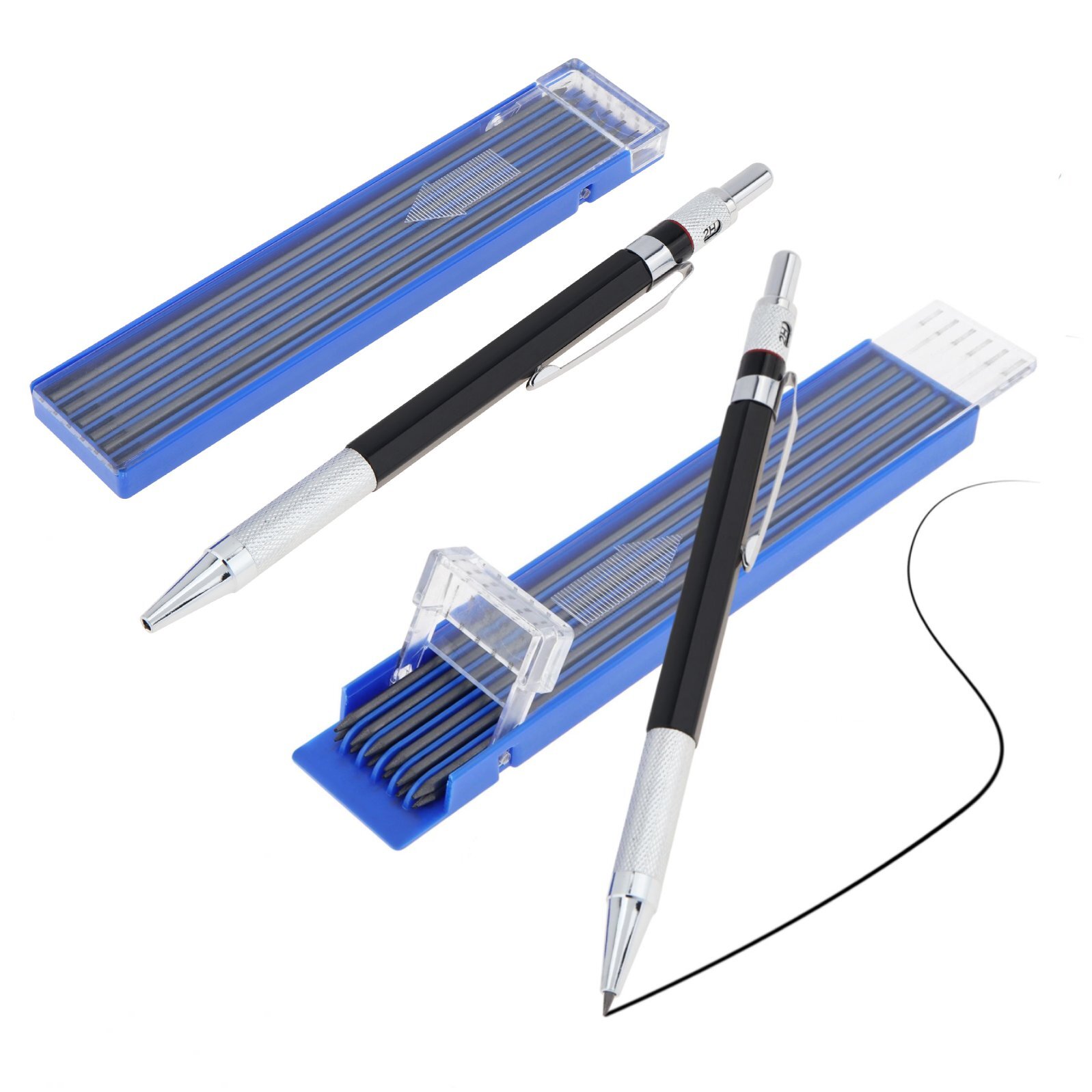 2X Mechanical Woodworking Carpenter Pencils with 24 Refills 2mm for Carpenter