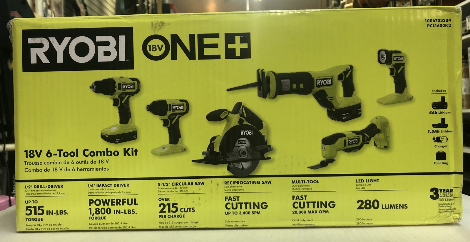 Ryobi ONE+ 18V Cordless 6-Tool Combo Set - PCL1600K2