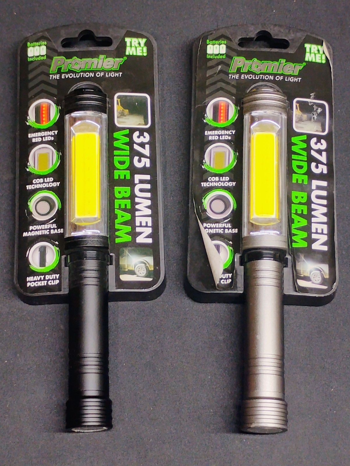 2 LitezAll COB Led Work Light 375 Lumen Flood Beam Flashlight Strong Magnet Base