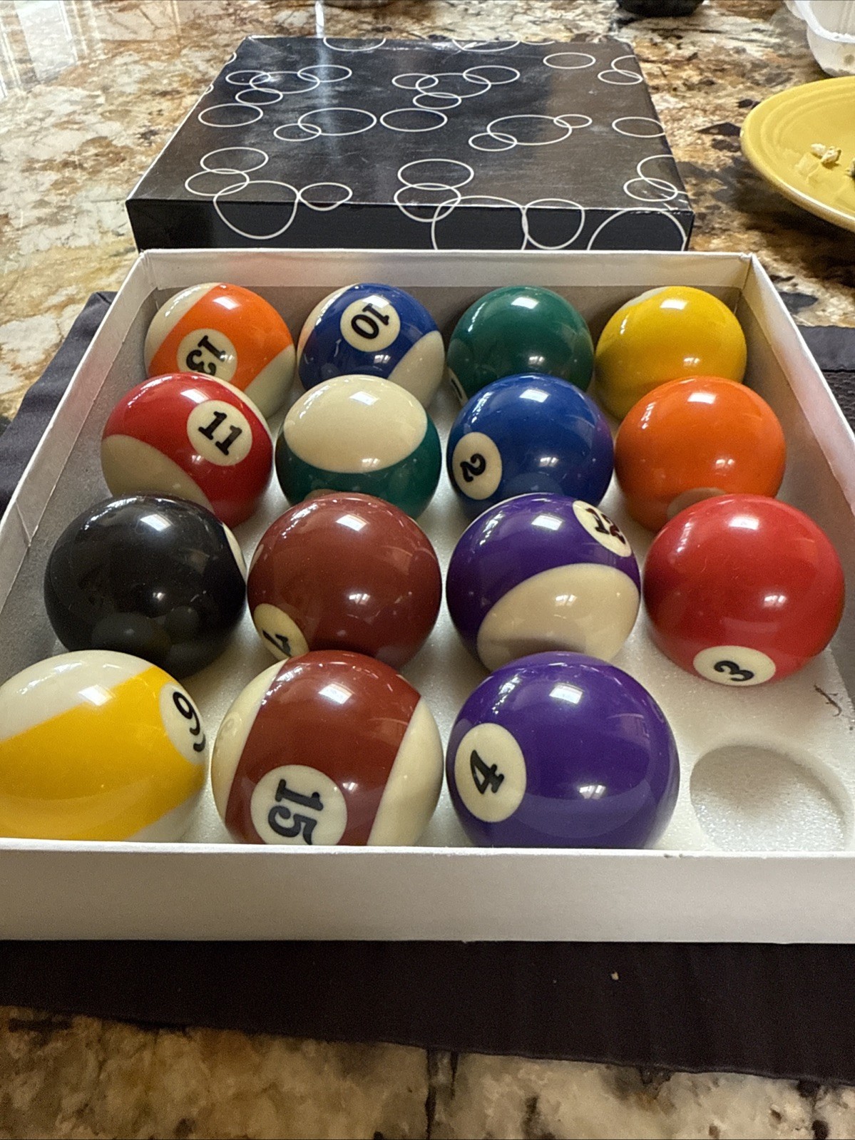 Set Of Billiard Pool Table Balls (Missing Cue Ball)