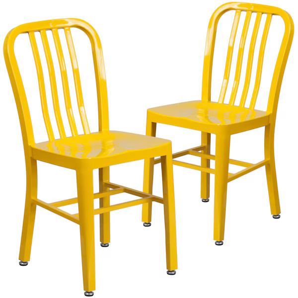 Flash Furniture Gael Commercial Grade Yellow Metal Indoor-Outdoor Chair, PK2