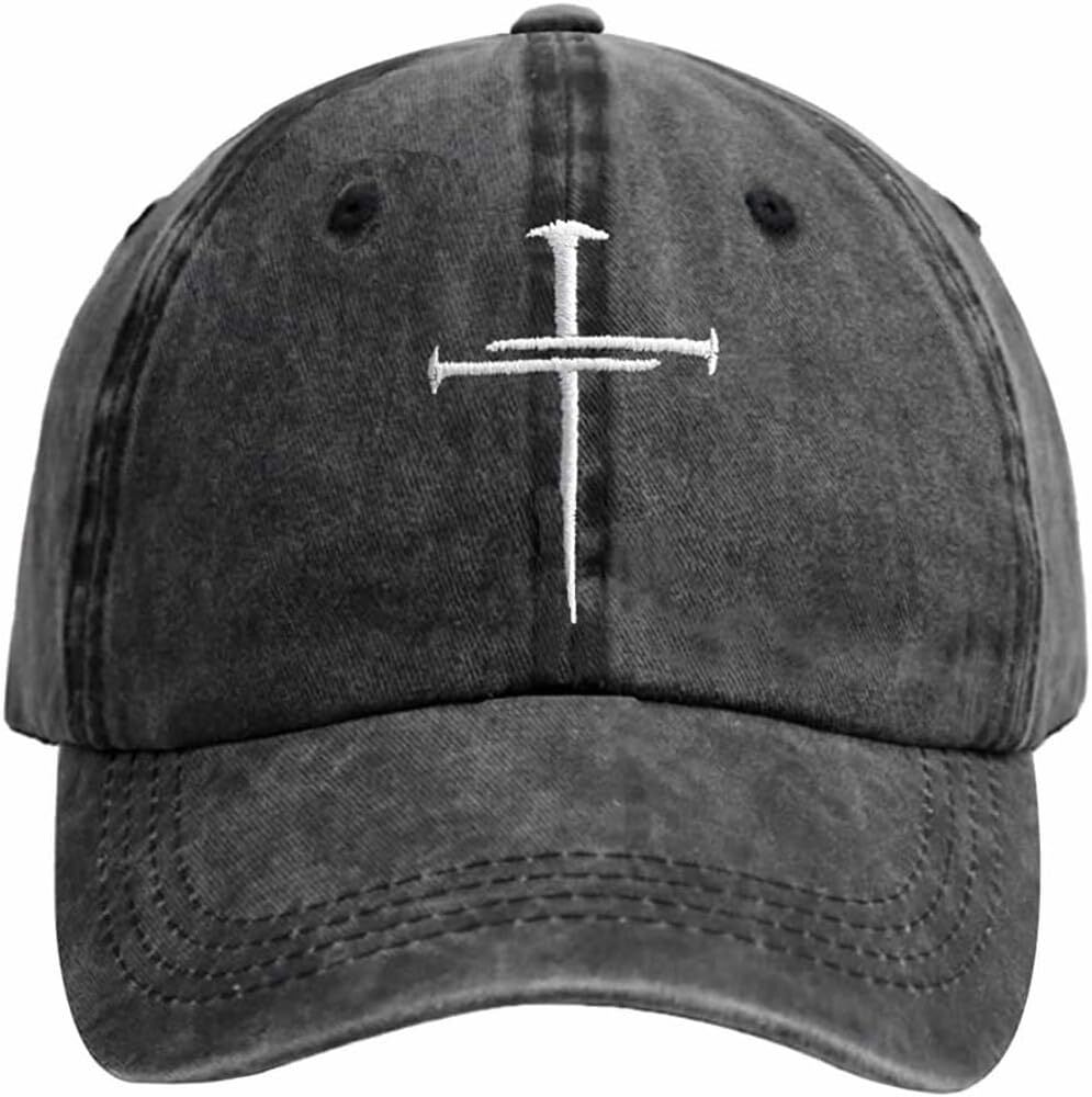 Quanhaigou Baseball Cap Dad Hat Adjustable Fashion Hats for Men Black Cross