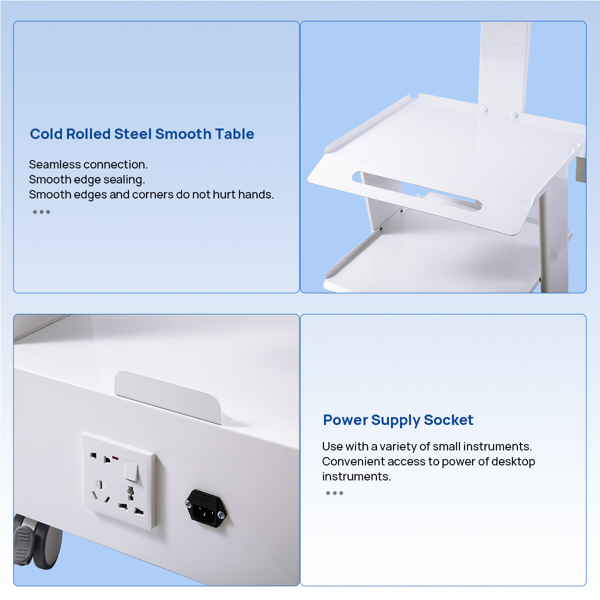 Dental Mobile Rolling Cart Mouth Sweeping Trolley & Drawer & Power Socket