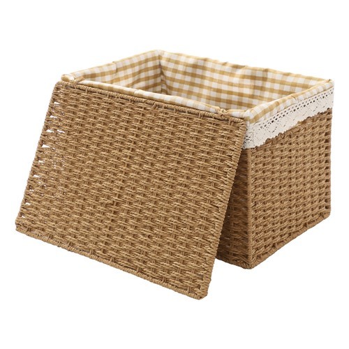Large Storage Bin Rope Woven Basket Storage Basket with Lid/Handle & Liner