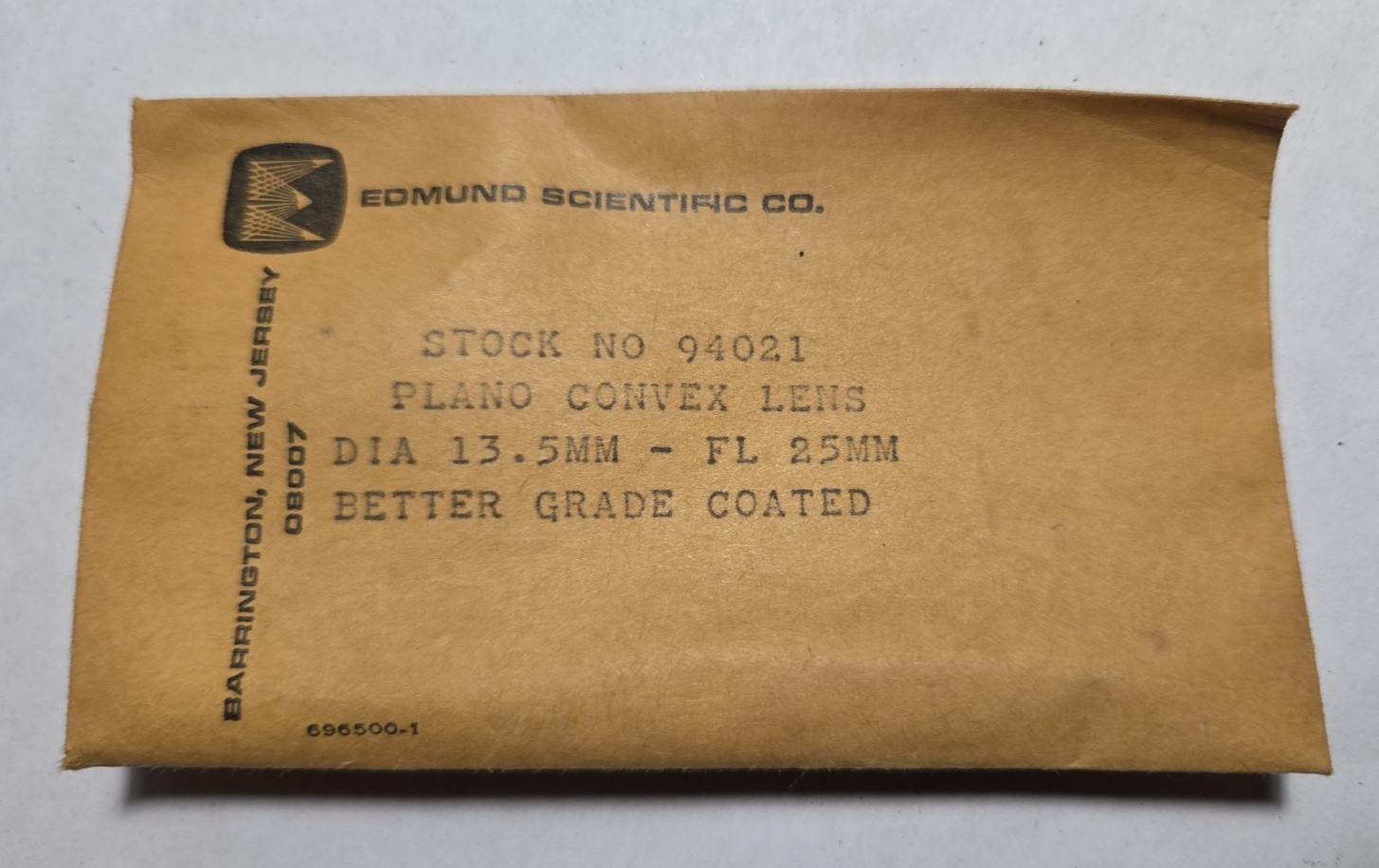 Vintage Edmund Scientific Lens Plano Convex 13.5mm Diameter  25mm FL