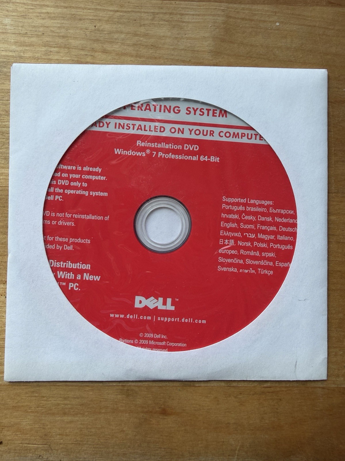 New Dell Windows 7 Professional 64-Bit OS Reinstallation Disc