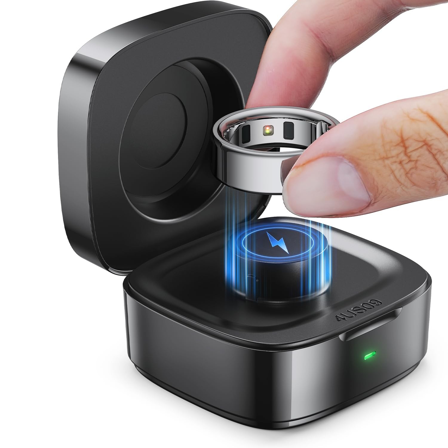 Wireless Charging Case Compatible with Ou-ra Ring Gen 4 Size 9, Carbon