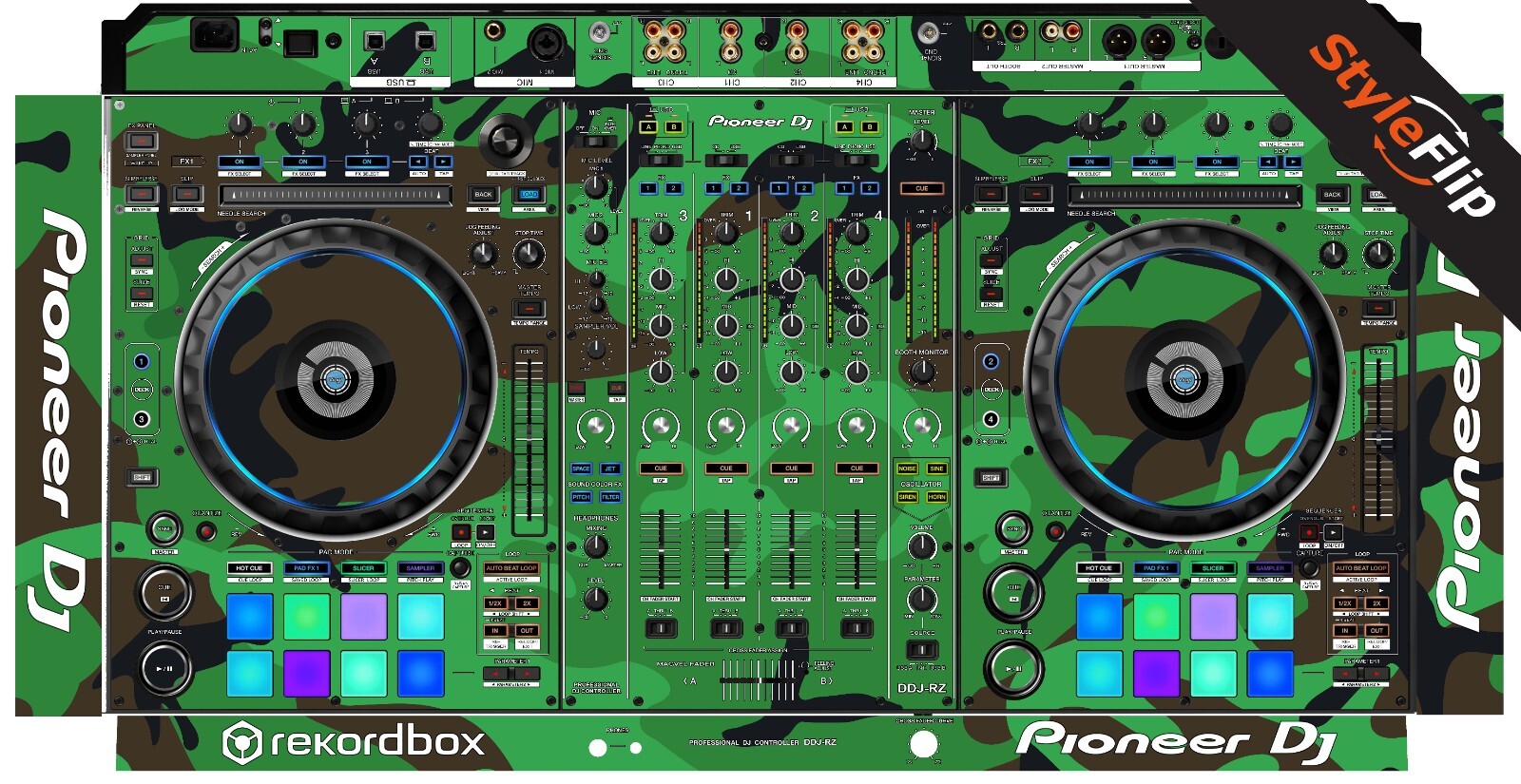 Pioneer DDJ-RZ | Green Camo | Protective Decal | StyleFlip Skins