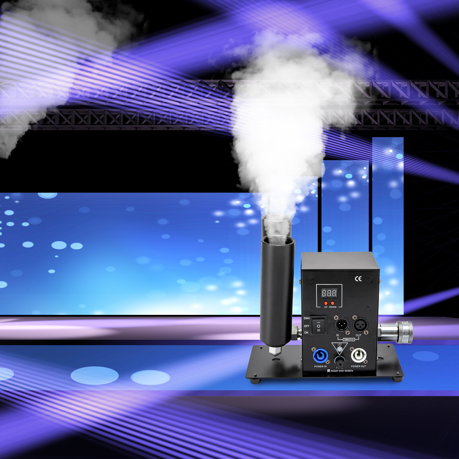 2-Nozzle CO2 Column Fog Machine CO2 Cannon Stage Smoke Effect DMX512 w/20ft Hose