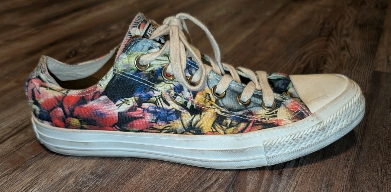 Converse All Star Ox x Allison Bamcat womens floral print sneakers shoes size 8