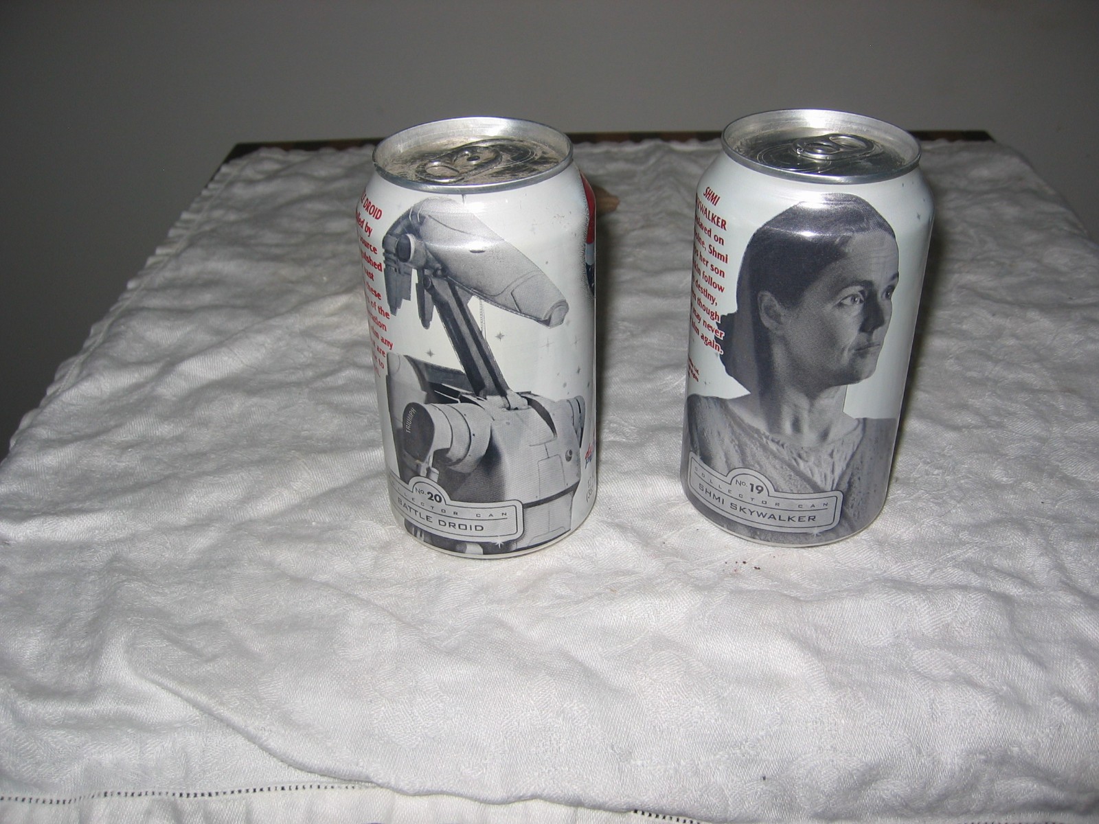 Two Vintage Limited Edition Diet Pepsi Cans Star Wars Shmi + Battle Droid