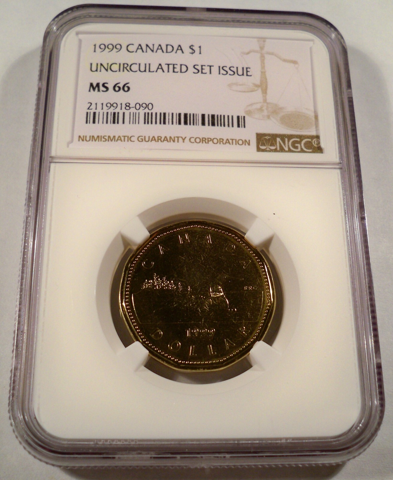 1999 CANADA LOON DOLLAR NGC MS66 UNCIRCULATED MINT SET ISSUE MS 66 $1