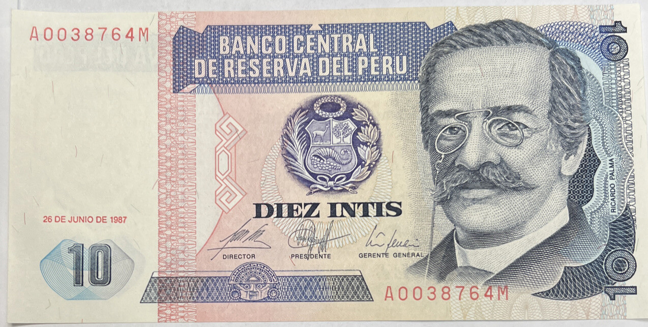 Peru , Diez Intis , von 1987, nahezu kassenfrisch - Great Shape.   Lot - FL/540
