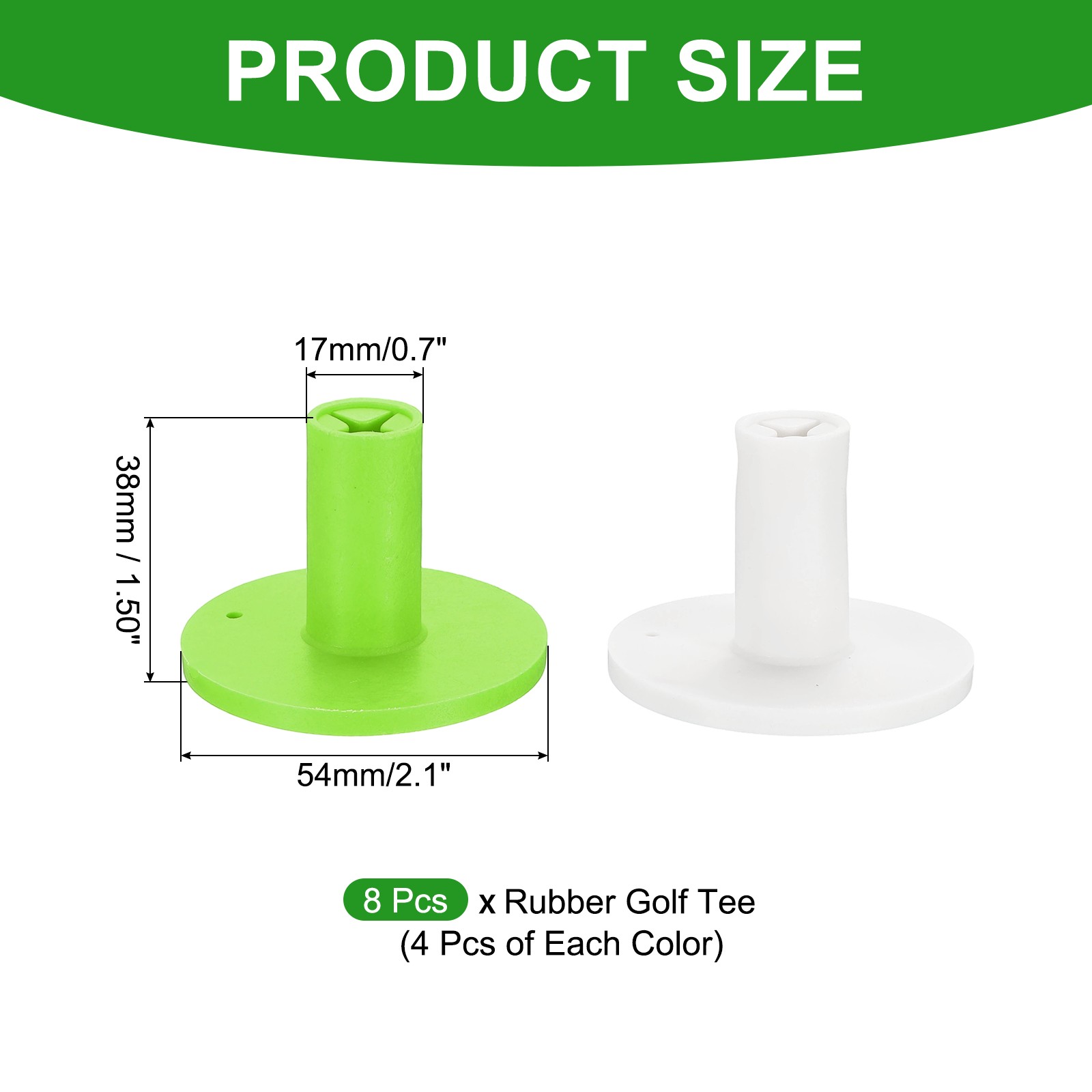 Rubber Golf Tee, 1.5Inch 2Colors 8Pcs Golf Practice Tees Training Driving Range