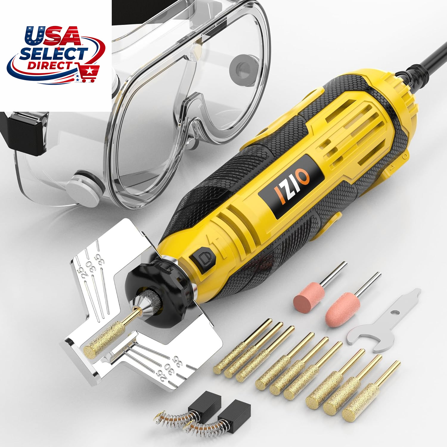 Yellow Electric Chainsaw Sharpener Kit with 9 Grinding Heads