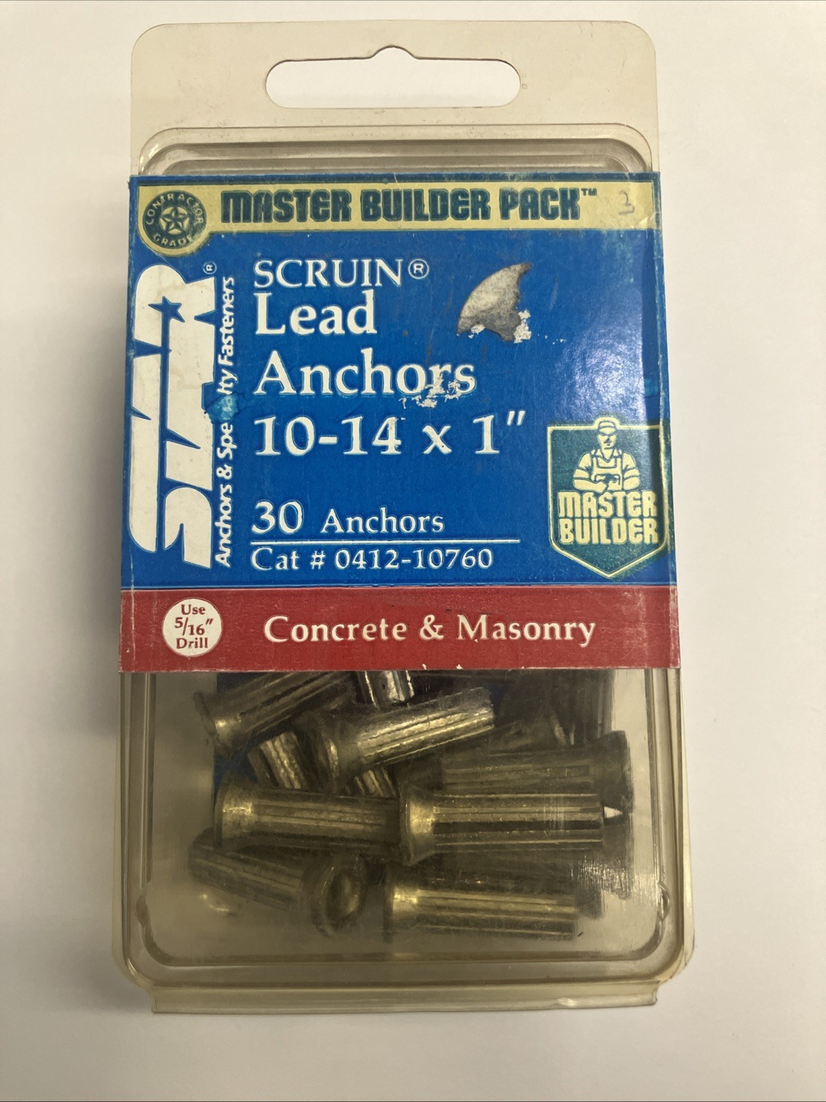 STAR ANCHORS 0412-10760 CONCRETE & MASONRY SCRUIN LEAD ANCHORS 10-14X1" PACK 30