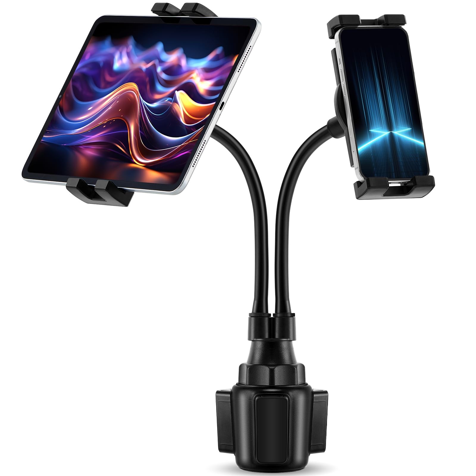 DaisyInner Dual Cup Tablet Mount Holder for Car 360° Rotatable Mount Long Fle...