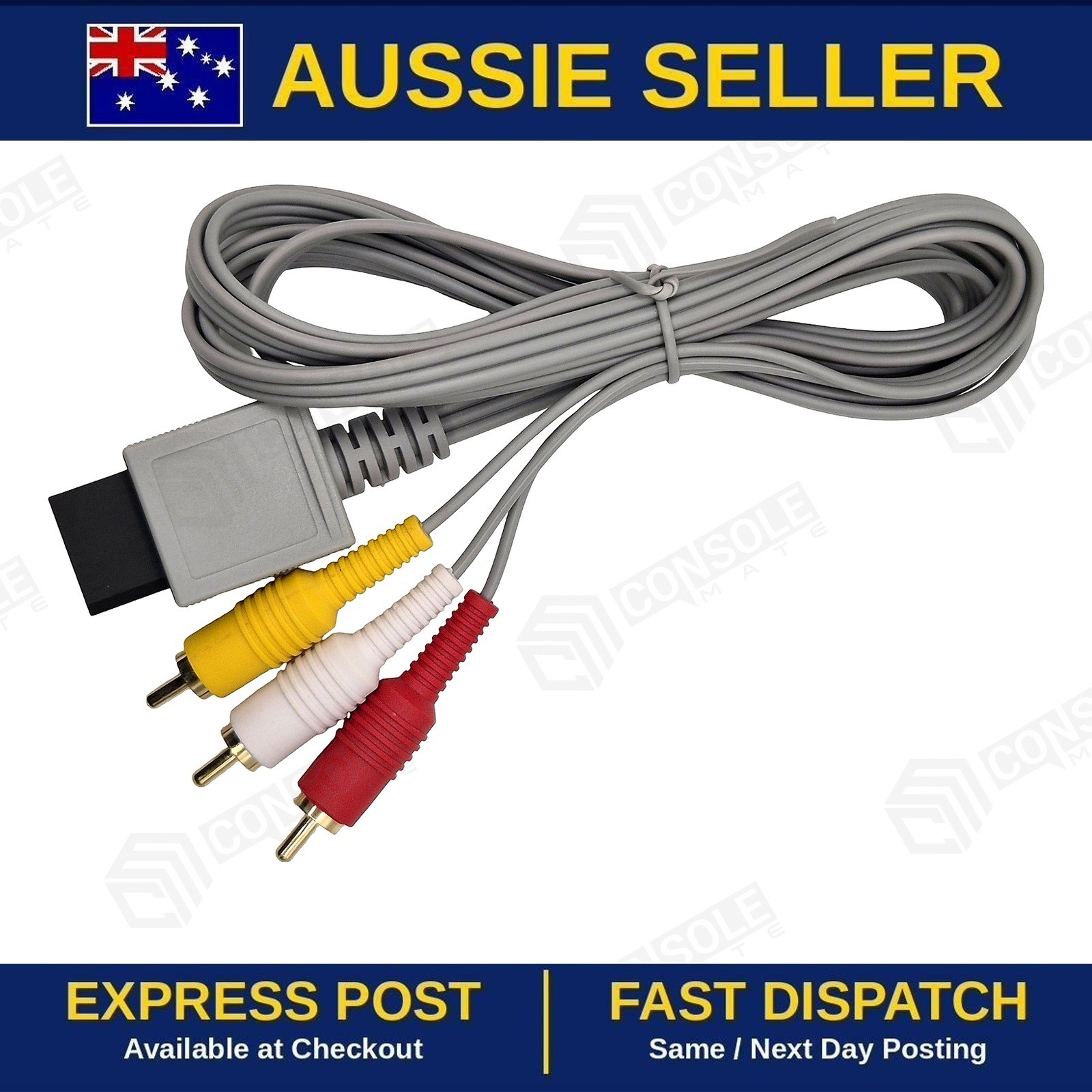Nintendo Wii Wii U AV Composite RCA Audio Video Cable 1.8m | TV Lead Brand New